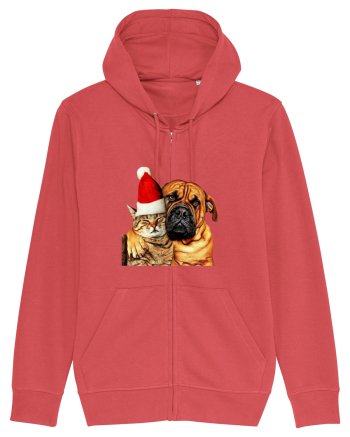 Dogs and cat in Christmas spirit Carmine Red