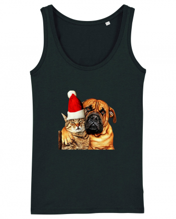 Dogs and cat in Christmas spirit Black