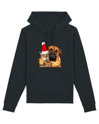 Dogs and cat in Christmas spirit Black
