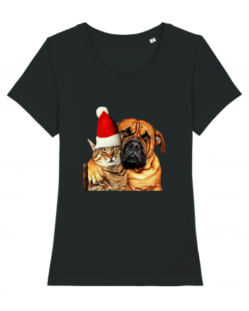 Dogs and cat in Christmas spirit Black
