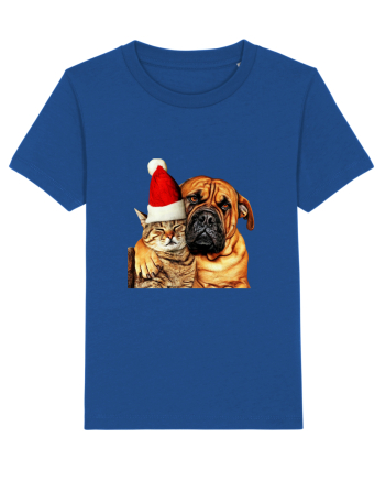 Dogs and cat in Christmas spirit Majorelle Blue