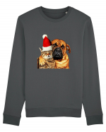 Dogs and cat in Christmas spirit Bluză mânecă lungă Unisex Rise