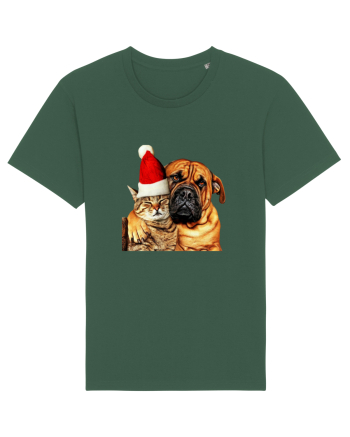 Dogs and cat in Christmas spirit Bottle Green