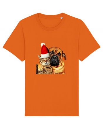 Dogs and cat in Christmas spirit Bright Orange