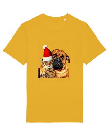 Dogs and cat in Christmas spirit Spectra Yellow