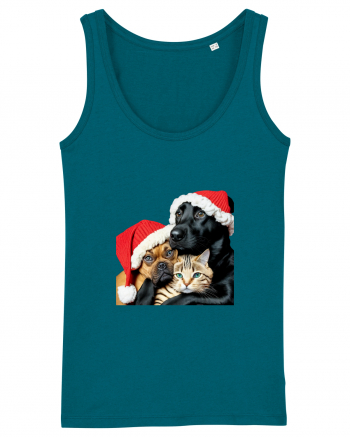 Dogs and cat in Christmas spirit Ocean Depth