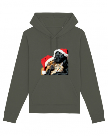 Dogs and cat in Christmas spirit Khaki
