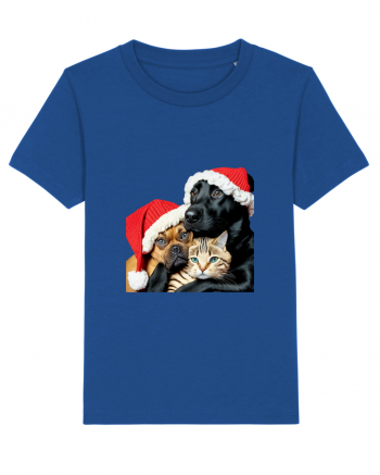 Dogs and cat in Christmas spirit Majorelle Blue