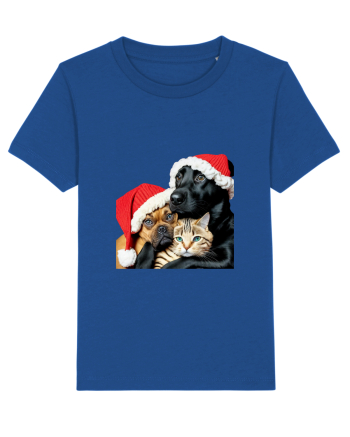 Dogs and cat in Christmas spirit Majorelle Blue