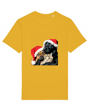 Dogs and cat in Christmas spirit Spectra Yellow