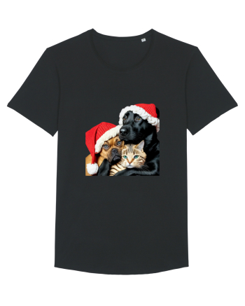 Dogs and cat in Christmas spirit Black