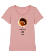 Cup of coffee. Enjoy all the simple thing in Your life.  Tricou mânecă scurtă guler larg fitted Damă Expresser