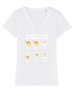 CAMEL Tricou mânecă scurtă guler V Damă Evoker