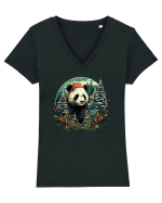 Christmas Panda Tricou mânecă scurtă guler V Damă Evoker