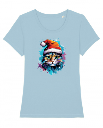 Christmas cat Sky Blue