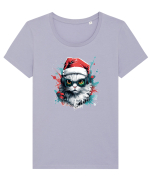 Christmas cat Tricou mânecă scurtă guler larg fitted Damă Expresser
