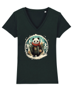 Christmas Panda Tricou mânecă scurtă guler V Damă Evoker