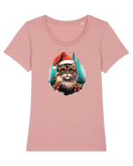 Christmas cat Tricou mânecă scurtă guler larg fitted Damă Expresser
