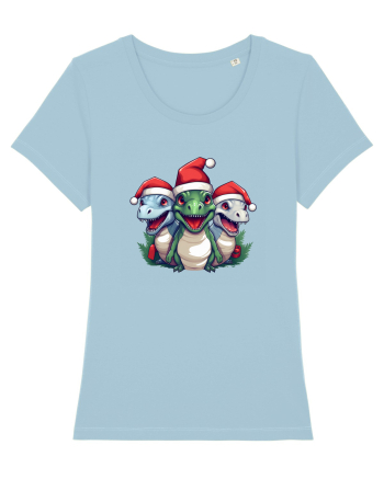 Christmas dinosaur party Sky Blue