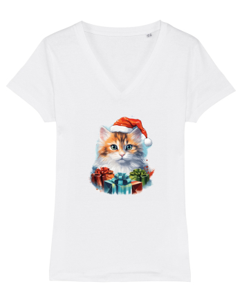 Christmas cat White