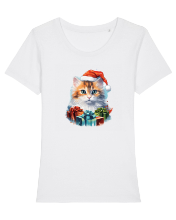 Christmas cat White