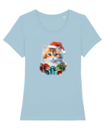 Christmas cat Tricou mânecă scurtă guler larg fitted Damă Expresser