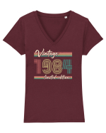 Născut in 1984 ST Darkline vintage Tricou mânecă scurtă guler V Damă Evoker
