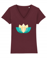 Yoga Lotus  Tricou mânecă scurtă guler V Damă Evoker