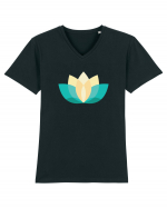 Yoga Lotus  Tricou mânecă scurtă guler V Bărbat Presenter