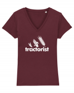 Tractorist Tricou mânecă scurtă guler V Damă Evoker