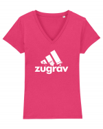 Zugrav Tricou mânecă scurtă guler V Damă Evoker