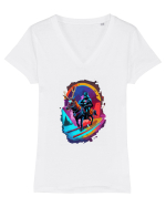 vaderdeer Tricou mânecă scurtă guler V Damă Evoker