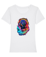 vaderdeer Tricou mânecă scurtă guler larg fitted Damă Expresser
