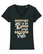 Adventures in the urban jungle Raccoon Style Tricou mânecă scurtă guler V Damă Evoker