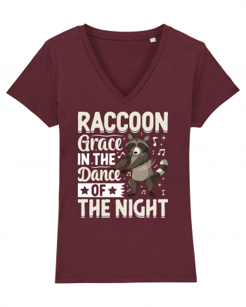 Raccoon Grace In The Dance Of The Night Burgundy