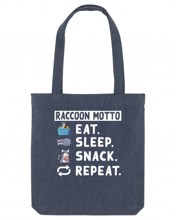 Raccoon motto, Eat Sleep Snack Repeat Midnight Blue