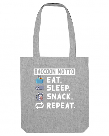 Raccoon motto, Eat Sleep Snack Repeat Heather Grey