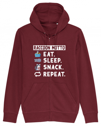 Raccoon motto, Eat Sleep Snack Repeat Burgundy