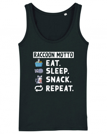 Raccoon motto, Eat Sleep Snack Repeat Black