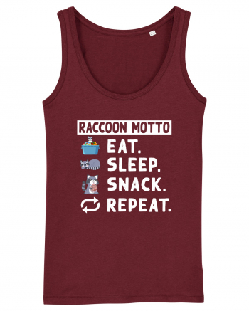 Raccoon motto, Eat Sleep Snack Repeat Burgundy