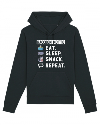 Raccoon motto, Eat Sleep Snack Repeat Black