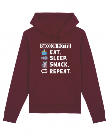 Raccoon motto, Eat Sleep Snack Repeat Burgundy