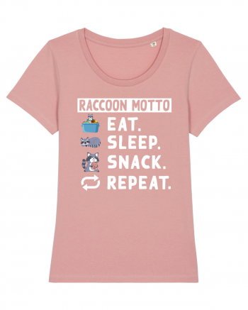 Raccoon motto, Eat Sleep Snack Repeat Canyon Pink