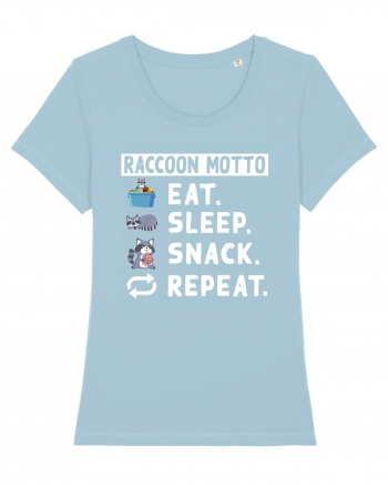 Raccoon motto, Eat Sleep Snack Repeat Sky Blue