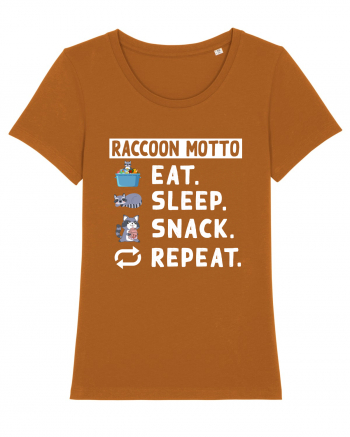 Raccoon motto, Eat Sleep Snack Repeat Roasted Orange