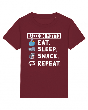 Raccoon motto, Eat Sleep Snack Repeat Burgundy