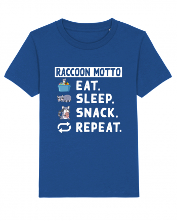 Raccoon motto, Eat Sleep Snack Repeat Majorelle Blue