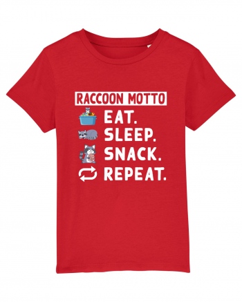 Raccoon motto, Eat Sleep Snack Repeat Red