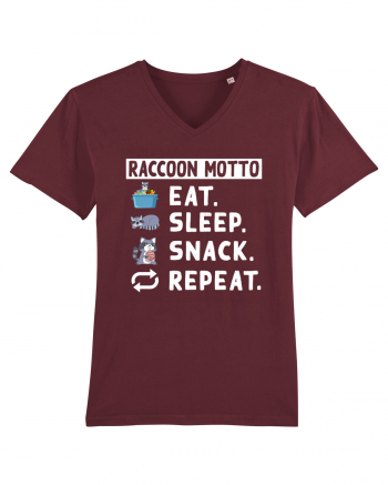 Raccoon motto, Eat Sleep Snack Repeat Burgundy