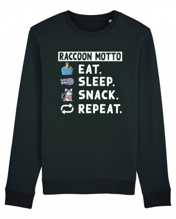 Raccoon motto, Eat Sleep Snack Repeat Black